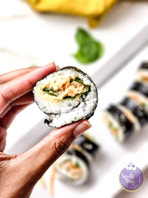 Spicy Tuna Kimbap Rolls on Gold Marble - Image 5