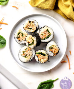 Spicy Tuna Kimbap Rolls on Gold Marble