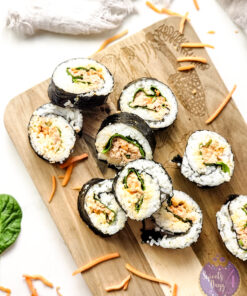 Spicy Tuna Kimbap Rolls on Marble