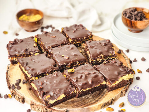 Dubai Pistachio Brownies on Gold Marble - Image 2