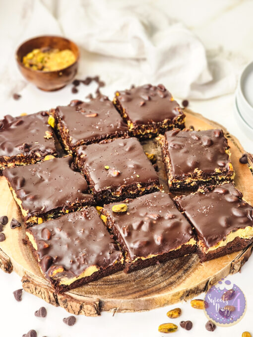 Dubai Pistachio Brownies on Gold Marble - Image 3