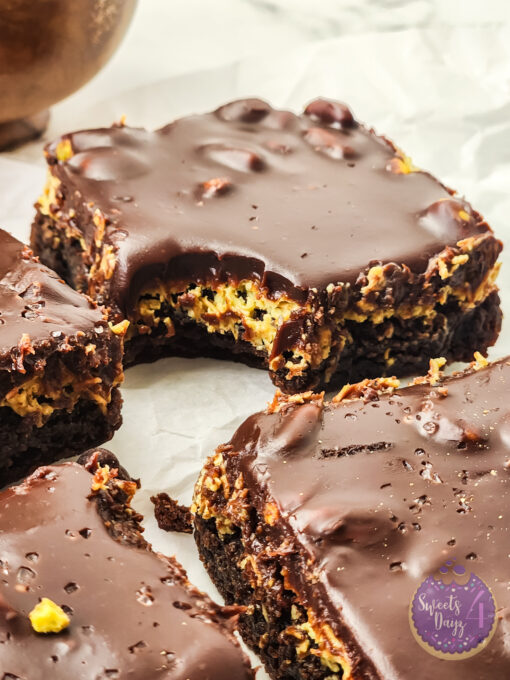 Dubai Pistachio Brownies on Marble - Image 3