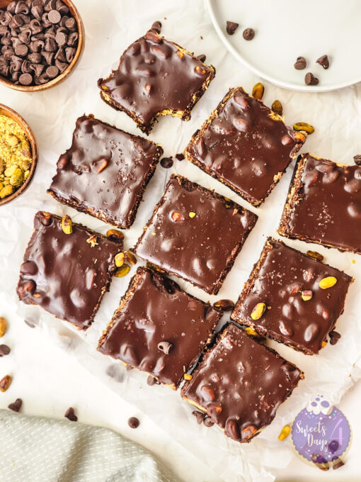 Dubai Pistachio Brownies on Marble - Image 4