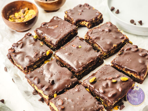 Dubai Pistachio Brownies on Marble - Image 7