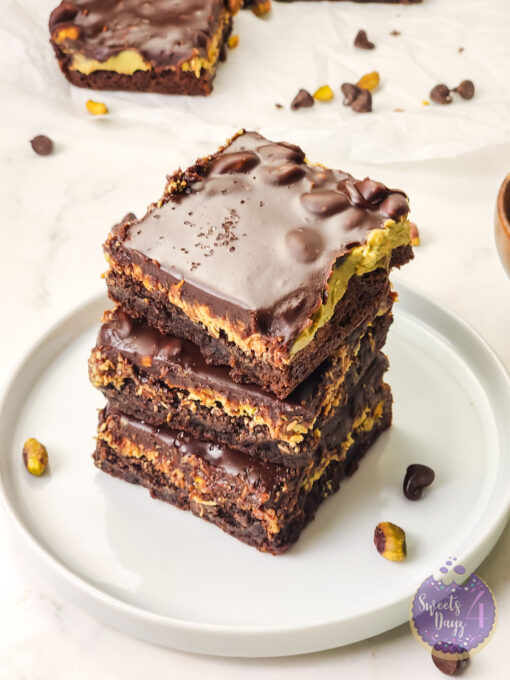 Dubai Pistachio Brownies on Marble - Image 12