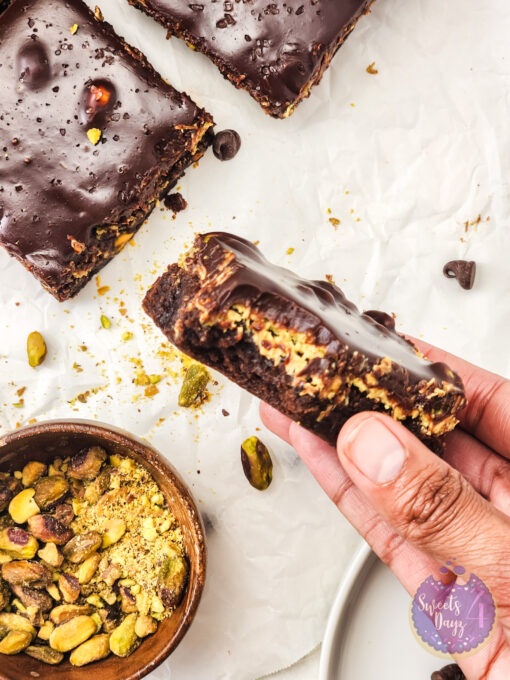 Dubai Pistachio Brownies on Marble - Image 14