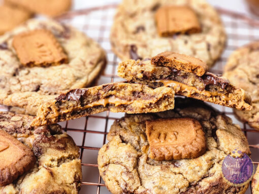 Biscoff Chocolate Chip Cookies on White - Image 9