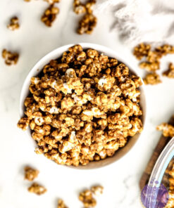 Homemade Caramel Popcorn on Marble