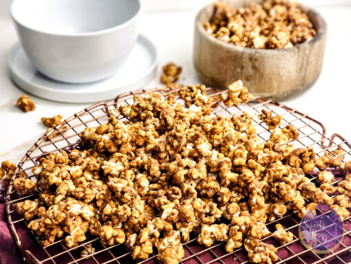 Homemade Caramel Popcorn on Gold Marble - Image 3