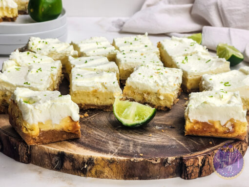 Key Lime Pie Cheesecake Bars on Gold Marble - Image 3
