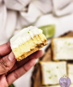 Key Lime Pie Cheesecake Bars on Gold Marble