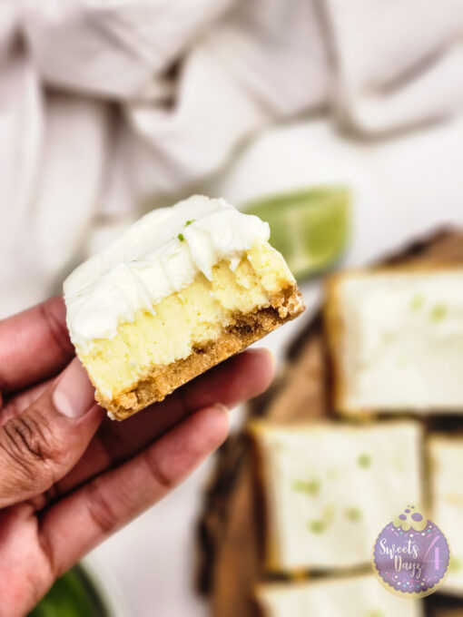 Key Lime Pie Cheesecake Bars on Gold Marble