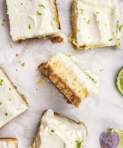 Key Lime Pie Cheesecake Bars on Marble