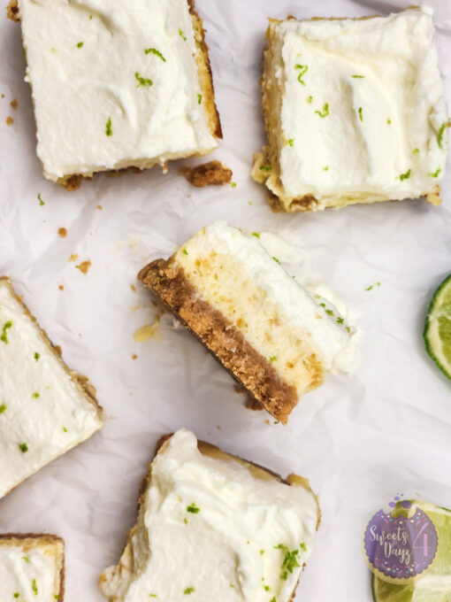 Key Lime Pie Cheesecake Bars on Marble