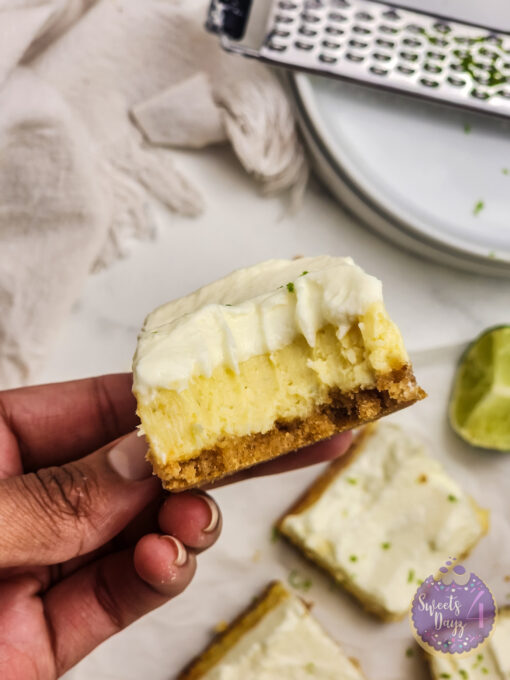 Key Lime Pie Cheesecake Bars on Marble - Image 8