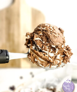 Chocolate Coconut Ice Cream on Gold Marble