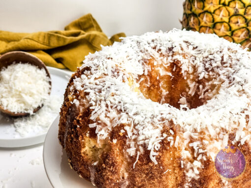 Coconut Pineapple Cake on White - Image 3