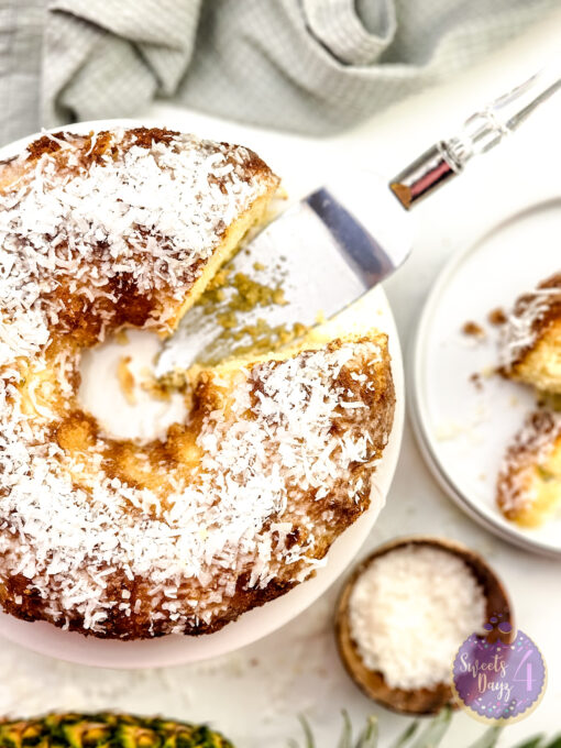 Coconut Pineapple Cake on Gold Marble