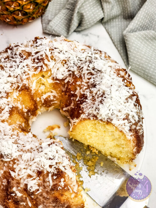 Coconut Pineapple Cake on Gold Marble - Image 3