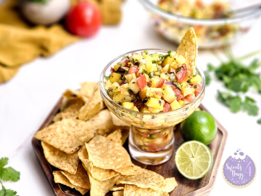 Mango Pineapple Salsa on Gold Marble - Image 11