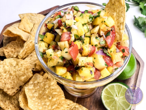 Mango Pineapple Salsa on Gold Marble - Image 2