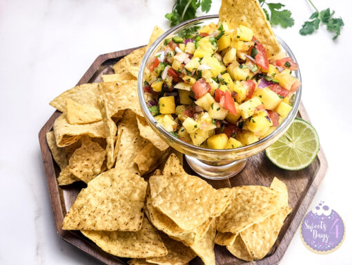 Mango Pineapple Salsa on Gold Marble - Image 5
