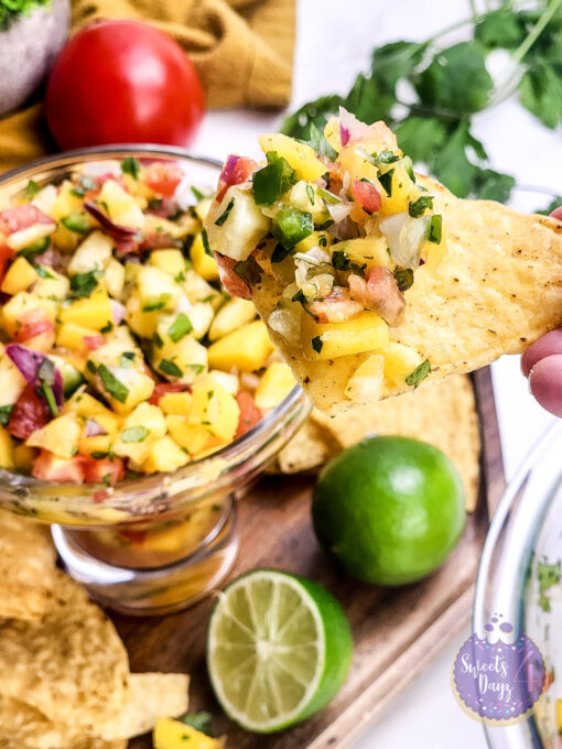 Mango Pineapple Salsa on Gold Marble - Image 9