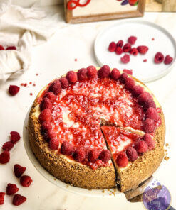 Raspberry Cheesecake on Gold Marble