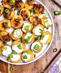 Mini Baked Potatoes on Gold Marble