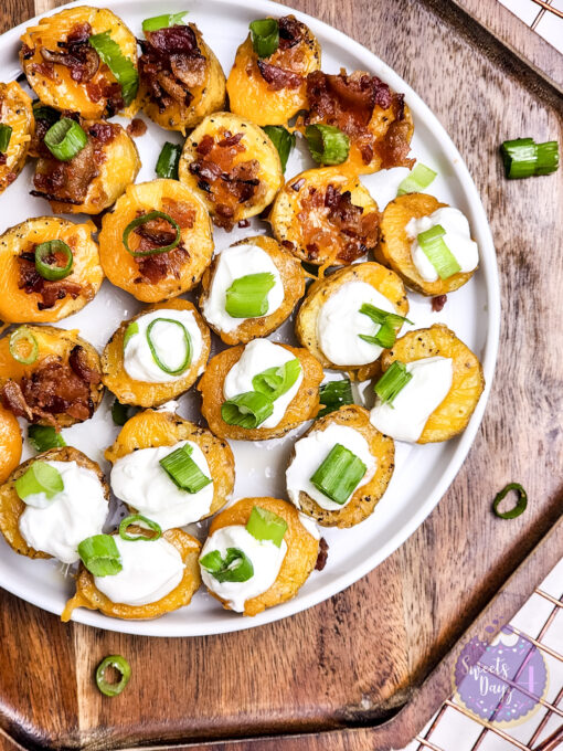 Mini Baked Potatoes on Gold Marble