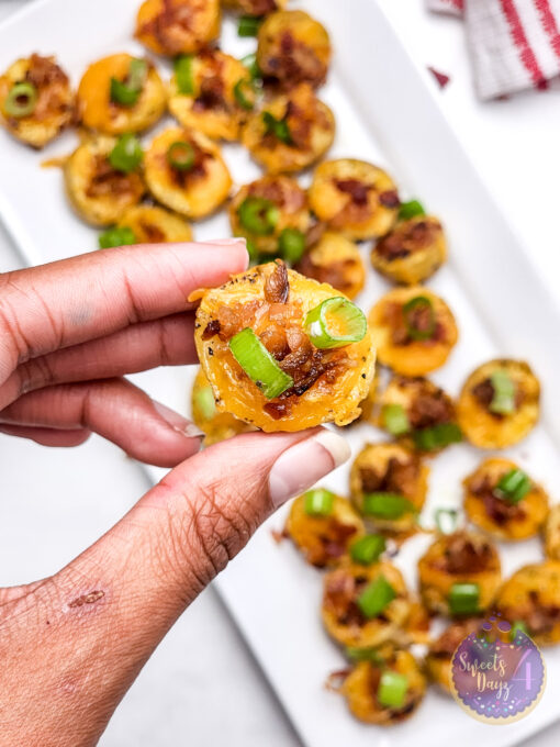 Mini Baked Potatoes on Marble