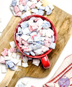 4th of July Puppy Chow on White