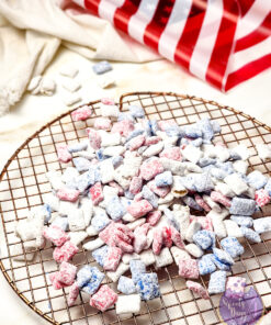 4th of July Puppy Chow on Gold Marble