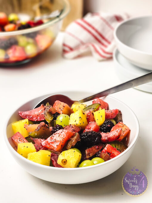 Lemon Poppyseed Fruit Salad on White
