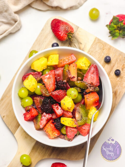 Lemon Poppyseed Fruit Salad on Marble - Image 5