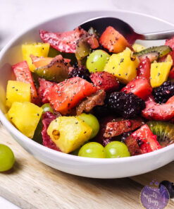 Lemon Poppyseed Fruit Salad on Marble