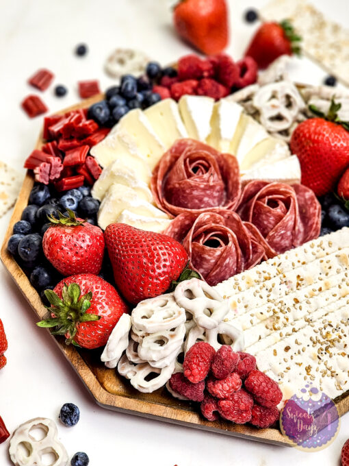 4th of July Charcuterie Board on Gold Marble
