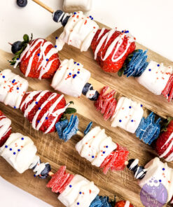 4th of July Dessert Skewers on White