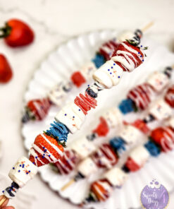4th of July Dessert Skewers on Marble