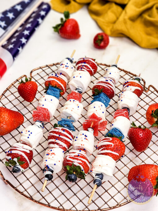 4th of July Dessert Skewers on Gold Marble - Image 10