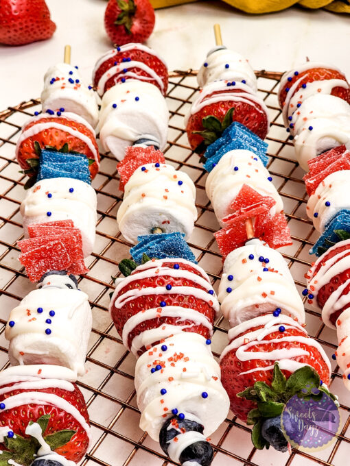 4th of July Dessert Skewers on Gold Marble - Image 8
