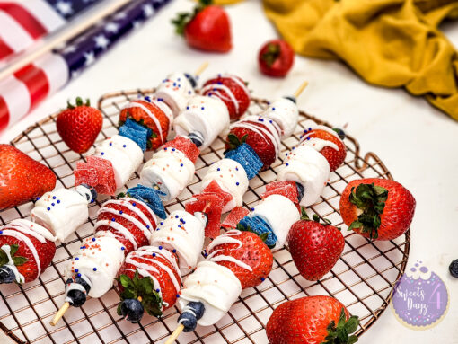 4th of July Dessert Skewers on Gold Marble - Image 5