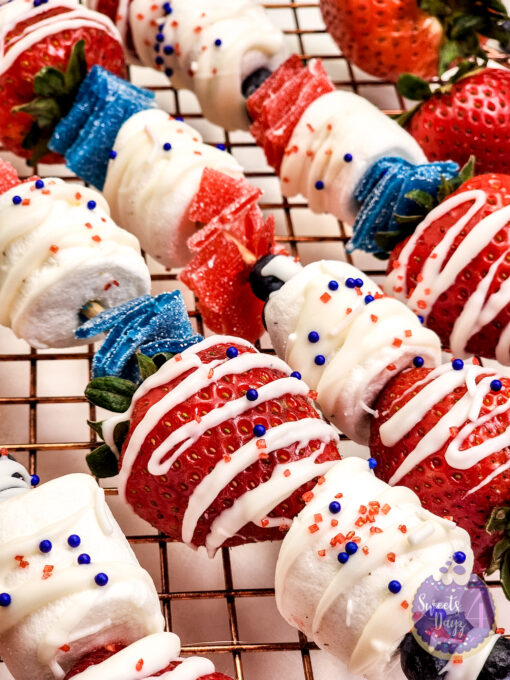 4th of July Dessert Skewers on Gold Marble - Image 3