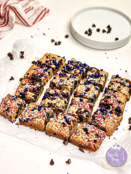 4th of July Chocolate Chip Cookie Bars on White - Image 2
