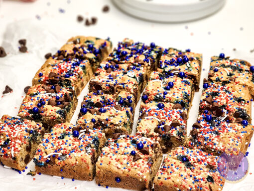 4th of July Chocolate Chip Cookie Bars on White - Image 4