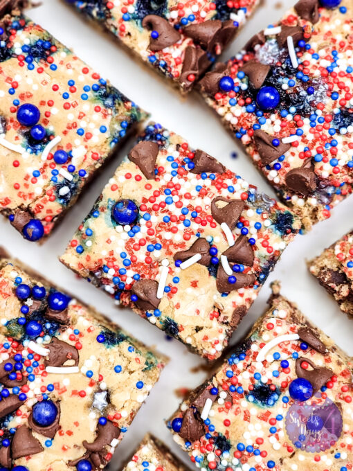 4th of July Chocolate Chip Cookie Bars on White - Image 5