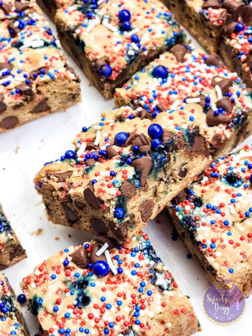 4th of July Chocolate Chip Cookie Bars on White - Image 6