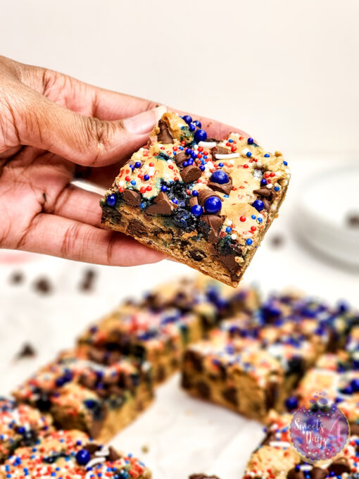 4th of July Chocolate Chip Cookie Bars on White - Image 7