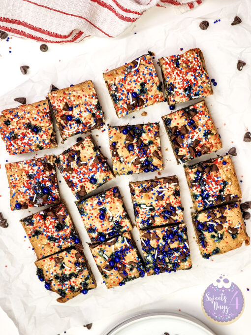 4th of July Chocolate Chip Cookie Bars on White - Image 8