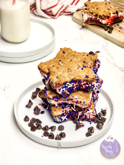 4th of July Ice Cream Sandwiches on Marble